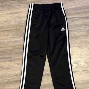 Adidas Kids Black Joggers with White Stripes